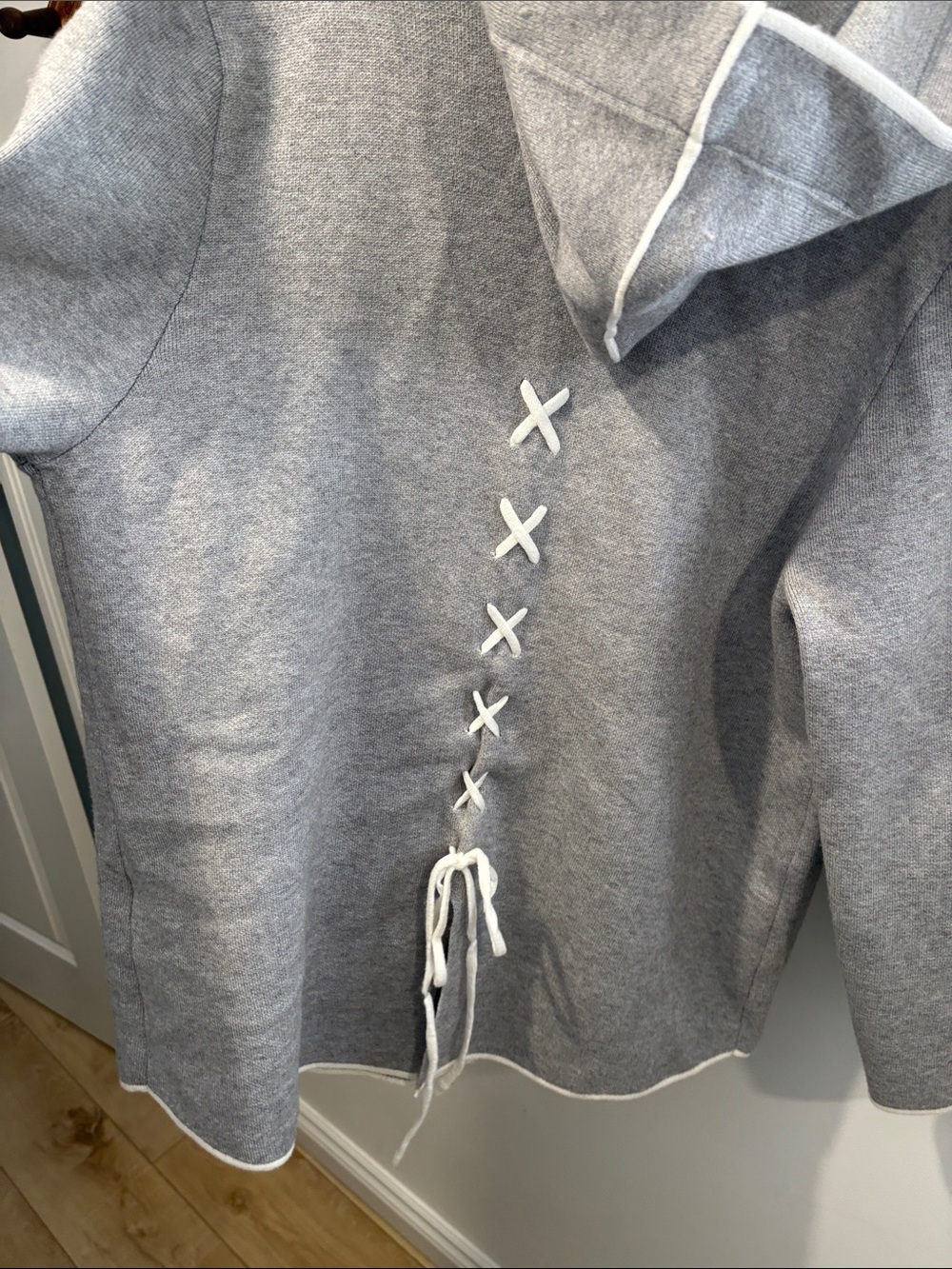 Jac Dale hooded grey cardigan with tie up details - Picture 7 of 10